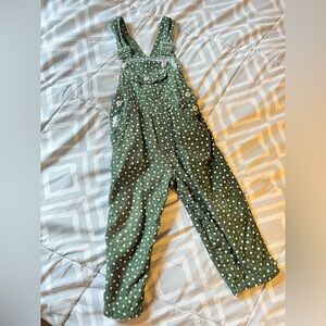 Vintage sprockets kids overalls green with white floral flowers size 3T